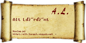 Alt Lóránt névjegykártya