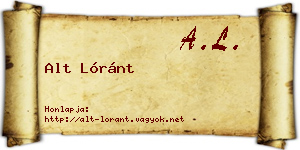 Alt Lóránt névjegykártya